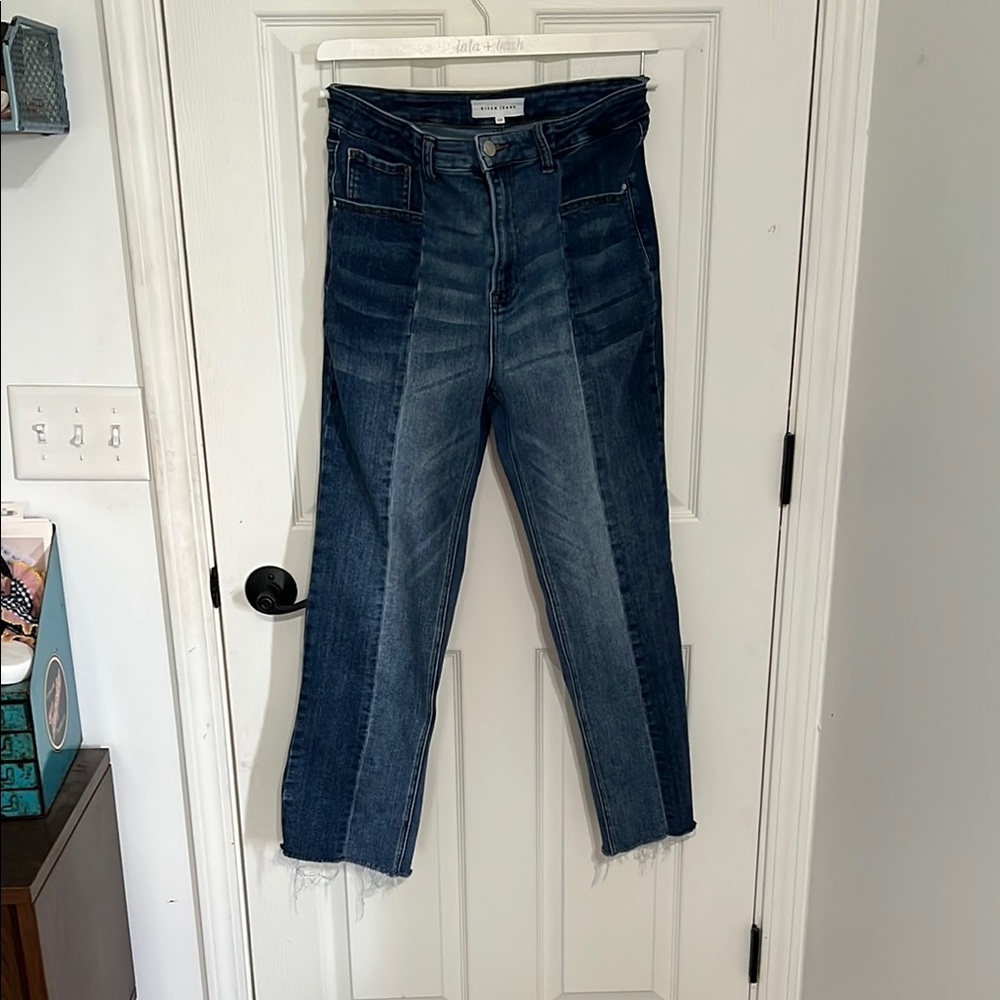 Risen High Rise Straight Leg Jeans